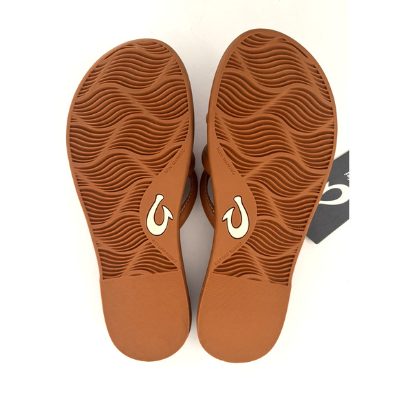 Olukai Tiare Slide Sandals 8 Fox Brown Leather Cushioned Comfort Support - NWT - Picture 9 of 11